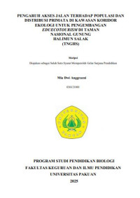 Pengaruh Akses Jalan Terhadap Populasi dan Distribusi Primata di Kawasan Koridor Ekologi Untuk Mengembangkan Educotourism di Taman Nasional Gunung Salak (TNGHS).
