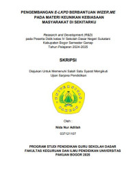 Pengembangan E-LKPD Berbantuan Wizer.Me pada Materi Keunikan Kebiasaan Masyarakat di Sekitarku : Research and Development (R&D) pada Peserta Didik kelas IV Sekolah Dasar Negeri Sukatani Kabupaten Bogor Semester Genap
Tahun Pelajaran 2024-2025.