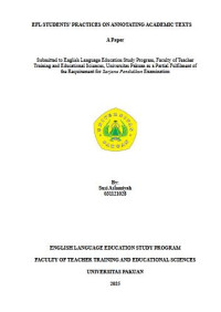 EFL Students' Practices On Annotating Academic Texts