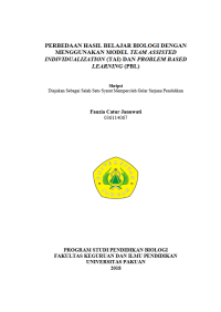 Perbedaan Hasil Belajar Biologi Dengan Menggunakan Model Team Assisted Individualization (TAI) dan Problem Based Learning (PBL)