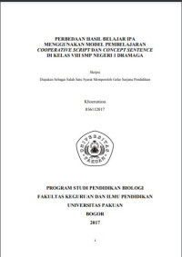 Perbedaan Hasil Belajar IPA Menggunakan Model Pembelajaran Cooperative Script dan Concept Sentence di Kelas VIII SMPN 1 Dramaga