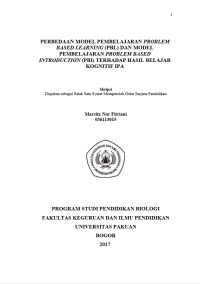 Perbedaan Model Pembelajaran Problem  Based Learning (PBL) Dan Model Pembelajaran Problem Based Introduction (PBI) Terhadap Hasil Belajar Kognitif IPA