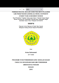 Peningkatan Hasil Belajar Siswa Pada Mata Pelajaran Ilmu Pengetahuan Alam Melalui Model Kooperatif Student Team Achievement Division: Studi Penelitian Tindakan Kelas pada Kelas V Sekolah Dasar Negeri Bantar Kambing 06, Kecamatan Rancabungur Kabupaten Bogor Semester Ganjil Tahun Pelajaran 2018/2019