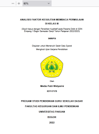 Image of ANALISIS FAKTOR KESULITAN MEMBACA PERMULAAN
DI KELAS III