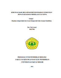 HUBUNGAN HASIL BELAJAR KONSEP PENCEMARAN LINGKUNGAN
DENGAN KESADARAN BERKELANJUTAN SISWA