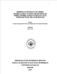 Perbedaan Penggunaan Model Pembelajaran Guided Inquiry Dengan Model Pembelajaran Learning Cycle Terhadap Hasil Belajar Biologi