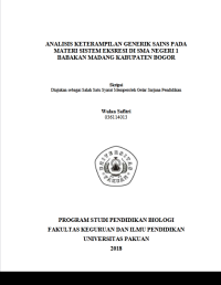 Analisis Keterampilan Generik Sains Pada Materi Sistem Eksresi Di SMA Negeri 1 Babakan Madang Kabupaten Bogor