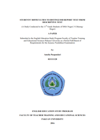 Students' Difficulties To Distinguish Report Text From Descriptive Text: A Study Conducted to the 11th Grade Students of SMA NEGERI 3 Cibinong-Bogor