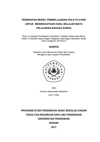 Penerapan Model Pembelajaran Role Playing Untuk Meningkatkan Hasil Belajar Mata Pelajaran Bahasa Sunda: Studi ini dengan pendekatan penelitian tindakan kelas pada siswa kelas VI SDN Pajajaran Kota Bogor semester ganjil tahun pe;ajaran 2016/2017
