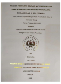 Analisis Kesulitan Belajar Matematika Pada Anak Berkebutuhan Khusus Tunagrahita Ringan Kelas VI SDN Perwira