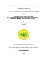 Improving Student Speaking Ability Through Gallery Walk Cooperative Learning: (a study conducted to the first grade students of  smp yktb kota bogor)
