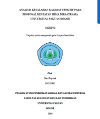 Analisis Kesalahan Kalimat Efektif Pada Proposal Kegiatan Hima Diksatrasia Universitas Pakuan Bogor