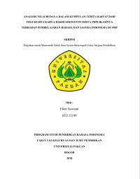 Analisis Nilai Budaya dalam Kumpulan Cerita Rakyat dari Yogyakarta Karya Bakdi Soemanto Serta Implikasinya Terhadap Pembelajaran Bahasa dan Sastra Indonesia di SMP.