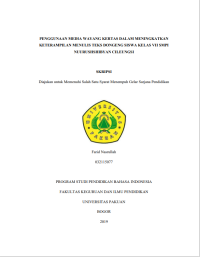 Penggunaan Media Wayang Kertas Dalam Meningkatkan Keterampilan Menulis Teks Dongeng Siswa Kelas VII SMPI Nuurushibyan Cileungsi