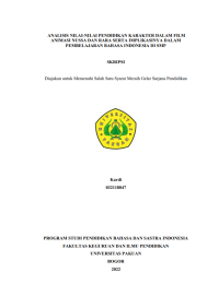 Analisis Nilai-Nilai Pendidikan Karakter Dalam Film Animasi Nussa Dan Rara Serta Implikasinya Dalam Pembelajaran Bahasa Indonesia Di SMP