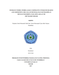 Penerapan Model Pembelajaran Cooperative Integrated Reading And Composition (CIRC) Dalam Meningkatkan Keterampilan Menulis Teks Berita Pada Siswa Kelas VIII SMP NEGERI 9 BOGOR