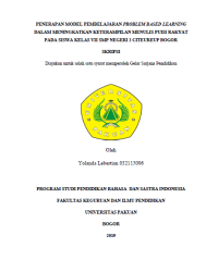 Penerapan Model Pembelajaran Problem Based Learning dalam Meningkatkan Keterampilan Menulis Puisi Rakyat Pada Siswa Kelas VII SMP Negeri 2 Citeureup Bogor.