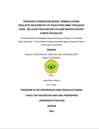 Pengaruh Penerapan Model Pembelajaran Realistic Mathematic of Education (RME) Terhadap Hasil Belajar Pada Materi Volume Bangun Ruang Kubus dan Balok
