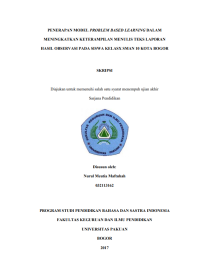 Penerapan Model Problem Based Learning Dalam Meningkatkan Keterampilan Menulis Teks Laporan Hasil Observasi Pada Siswa Kelas X SMAN 10 Kota Bogor