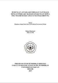 Hubungan Antara Kecerdasan Naturalisasi Dengan Perilaku Ramah Lingkungan Siswa SMA Negeri Se-Kecamatan Rangkasbitung