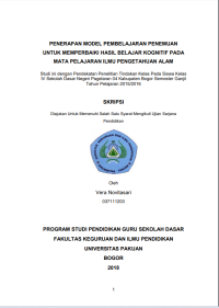 Penerapaan Model Pembelajaran Penemuan Untuk Memperbaiki Hasil Belajar Kognitif Pada Mata Pelajaran Ilmu Pengetahuan Alam: Studi ini dengan pendekatan penelitian tindakan kelas pada siswa kelas IV Sekolah Dasar Negeri 04 Pagelaran Kabupaten Bogor semester ganjil tahun pelajaran 2015/2016
