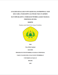 Analisis Kesalahan Sintaksis Dalam Proposal UKM Keluarga Mahasiswa Katolik Pakuan (KMKP) dan Implikasinya Terhadap Pembelajaran Bahasa Indonesia di SMA