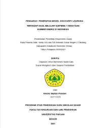 Pengaruh Penerapan Model Problem Based Learning Terhadap Hasil Belajar Subtema Bangga Terhadap Daerah Tempat Tinggalku : Pendekatan Penelitian Eksperimen Kuasi pada Siswa Kelas IV SDN Cimanggis 02 Kecamatan Bojonggede Kabupaten Bogor Semester Genap Tahun Pelajaran 2021/2022.