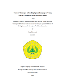 Teachers Strategies In Teaching Spoken Language To Young Learners At Cita Harmoni Montessori School