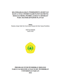 Keanekaragaman Pteridophyta Di Hutan Ranca Upah Ciwidey Kabupaten Bandung Sebagai Media Pembelajaran E-BOOKLET Pada Materi Kingdom Plantae