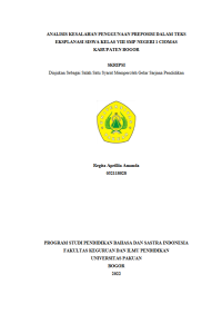 Analisis Kesalahan Penggunaan Preposisi dalam Teks Eksplanasi Siswa Kelas VIII SMP Negeri 1 Ciomas Kabupaten Bogor.