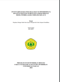 Inventarisari Keanekaragaman Echinodermata di Pantai Seupang Kabupaten Lebak Sebagai Media Pembelajaran Biologi Kelas X.